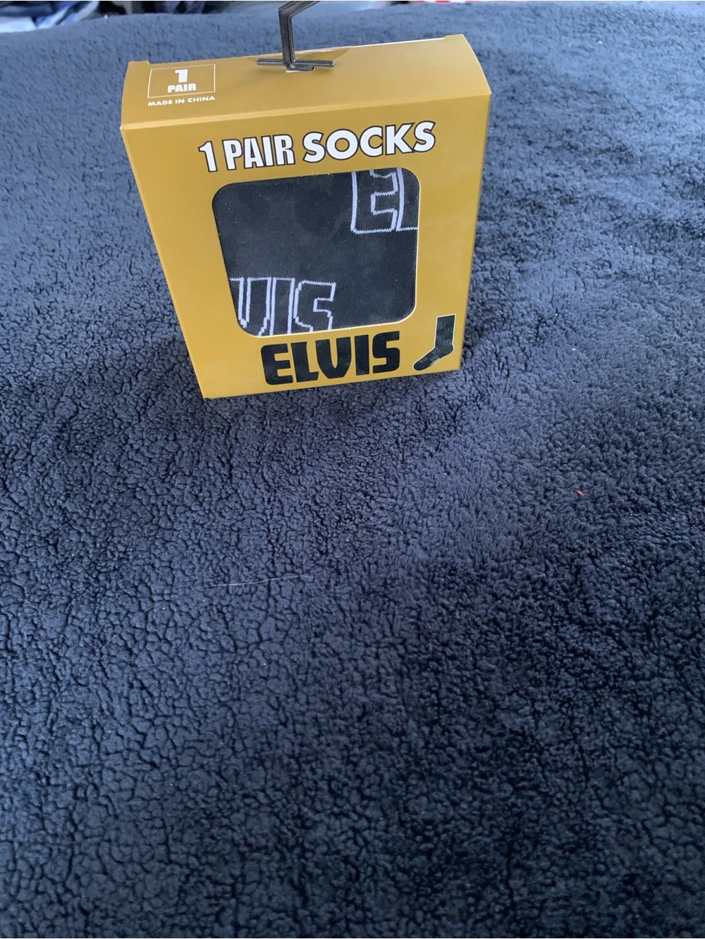 PELVIS Black Crew Socks with White ELVIS Text